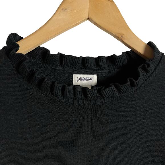 J.Crew Black Ruffleneck Long Sleeve Crewneck Pullover Sweater Size Small - Picture 3 of 7